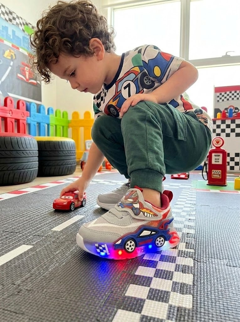 Racer Işıklı Cırtlı Işıklı Erkek Spor Gri Kırmızı 22-25