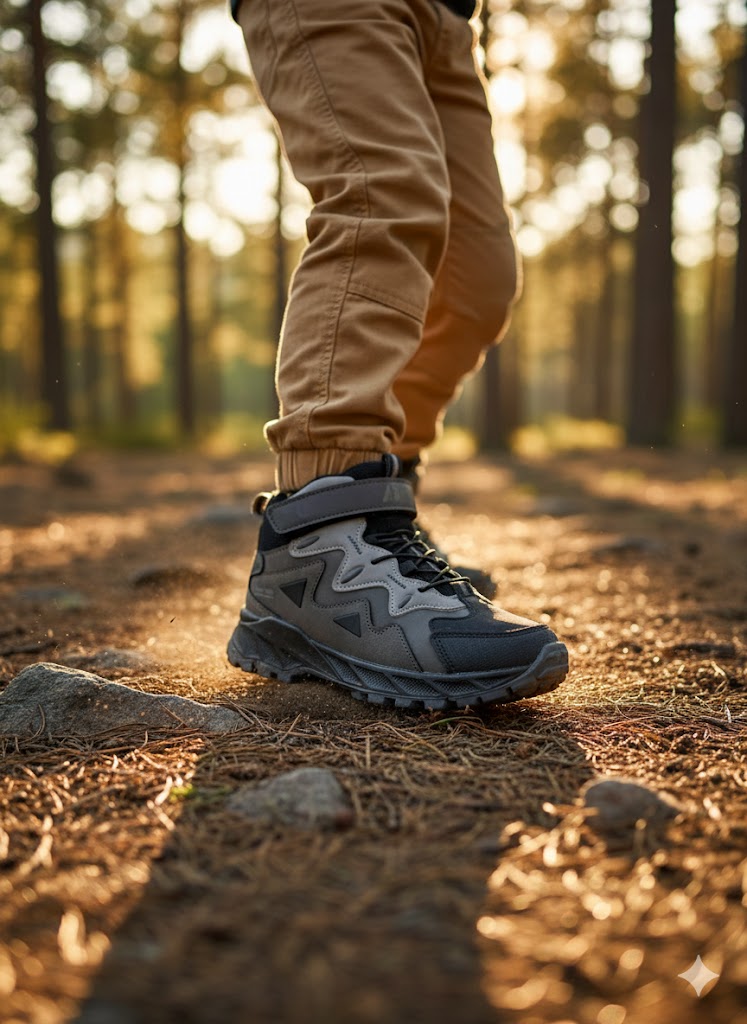 Trekfo Erkek Trekking Cırtlı-Lastikli Çocuk Botu Füme Gri 31-35
