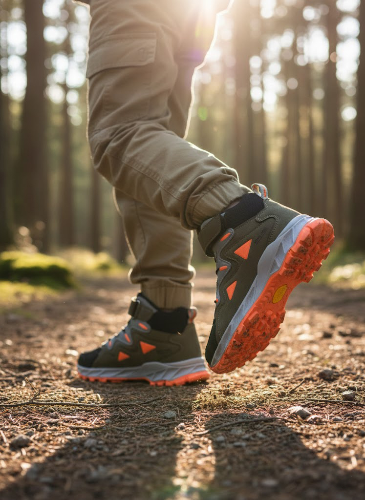 Trekfo Erkek Trekking Cırtlı-Lastikli Çocuk Botu Vizon Gri 31-35