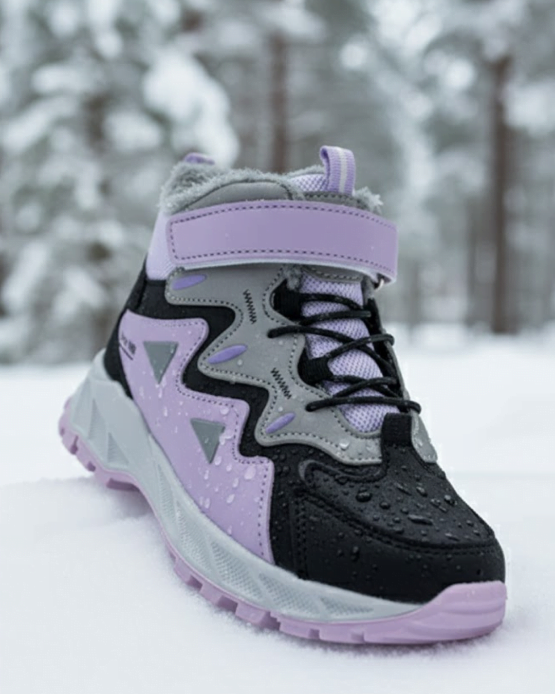 Trekfo Kız Trekking Cırtlı-Lastikli Çocuk Botu Lila Gri 31-35