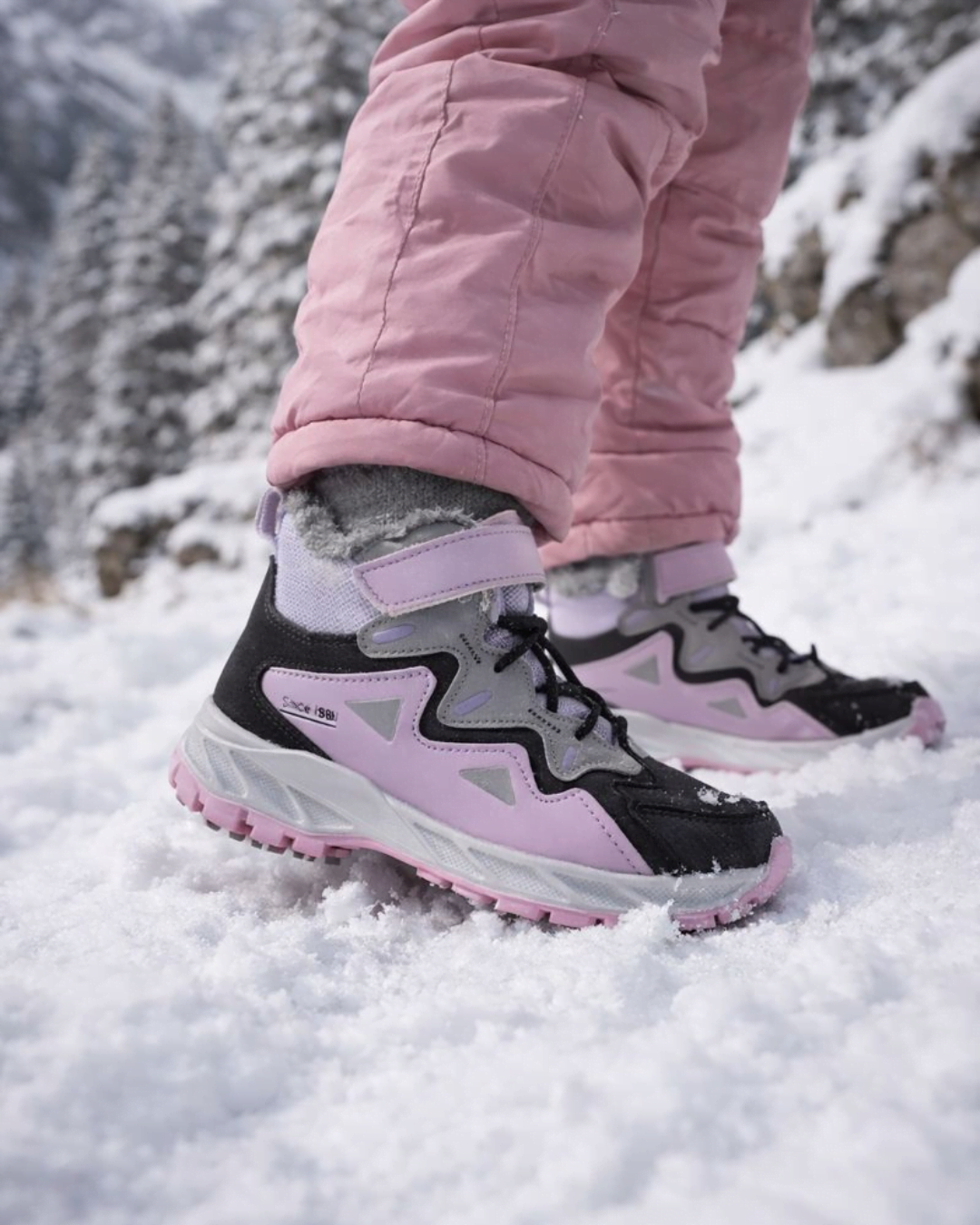 Trekfo Kız Trekking Cırtlı-Lastikli Çocuk Botu Pembe Gri 31-35