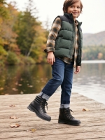 Foopi Titan Unisex Çocuk Fermuarlı Bağcıklı Outdoor Bot Siyah 31-35
