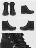 Foopi Titan Unisex Çocuk Fermuarlı Bağcıklı Outdoor Bot Siyah 31-35