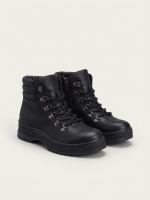 Foopi Titan Unisex Çocuk Fermuarlı Bağcıklı Outdoor Bot Siyah 31-35