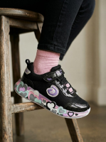 Glossy Cırtlı-Lastikli Kız Spor Ayakkabı Siyah 31-35