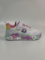 Glossy Işıklı Cırtlı-Lastikli Kız Spor Ayakkabı Beyaz 26-30