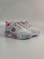 Glossy Işıklı Cırtlı-Lastikli Kız Spor Ayakkabı Beyaz 26-30