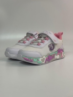 Glossy Işıklı Cırtlı-Lastikli Kız Spor Ayakkabı Beyaz 26-30