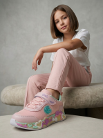Glossy Işıklı Cırtlı-Lastikli Kız Spor Ayakkabı Pudra 26-30