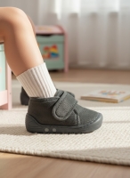 Mufi Unisex Işıklı Çocuk Ev ve Kreş Ayakkabısı Gri 21-25