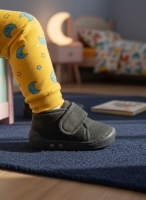 Mufi Unisex Işıklı Çocuk Ev ve Kreş Ayakkabısı Gri 21-25