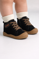 Podivo Unisex Fermuarlı ve Lastikli Ortopedik Çocuk Botu Siyah 19-30