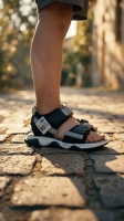 Wavex Unisex Çocuk Sandalet Siyah Gri 26-35